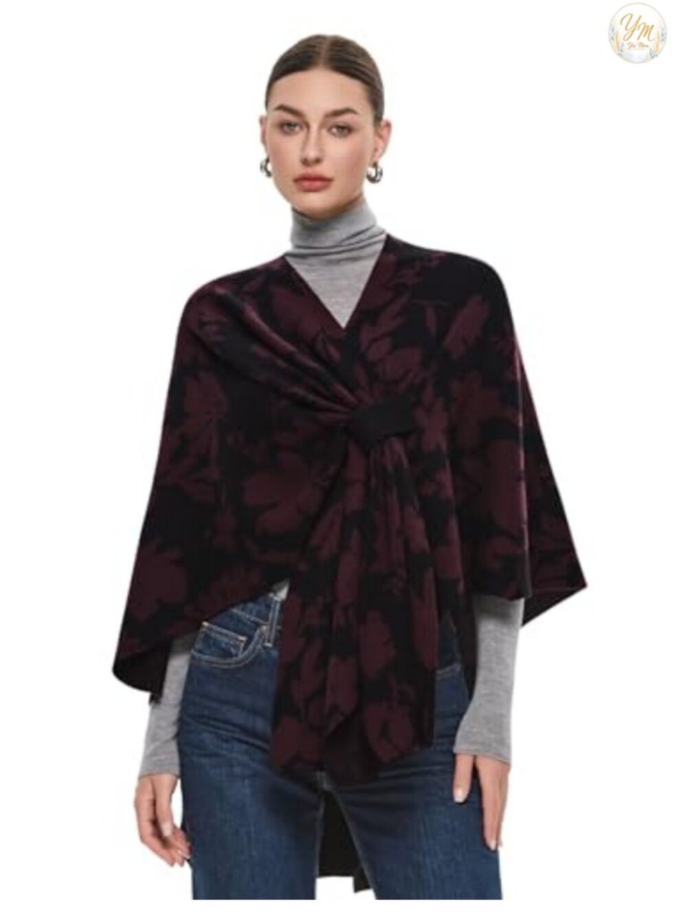 Rayon Knit Shawl Wrap Open Front Poncho Sweater One Size Fits Most
